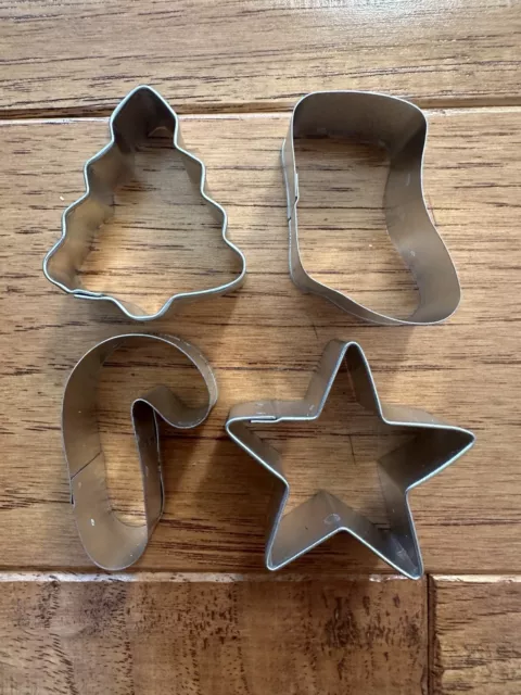 Vintage Metal Cookie Cutters Holiday Lot Mini Cutters