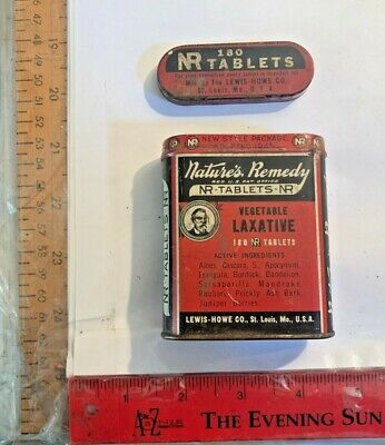 Lewis-Howe Co Nature's Remedy Laxative NR Tablets Tin St Louis MO w Ingredients