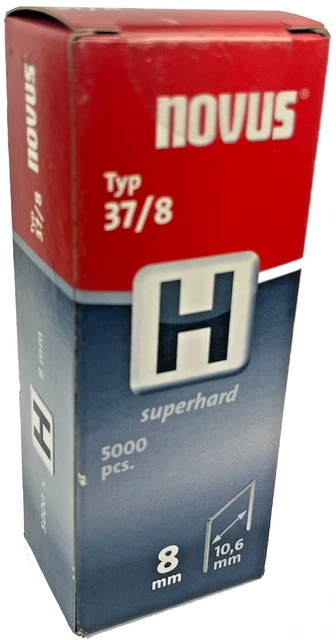 5000 Tackerklammern Novus Typ H 37 8 mm 8mm superhard Heftklammern 042-0536
