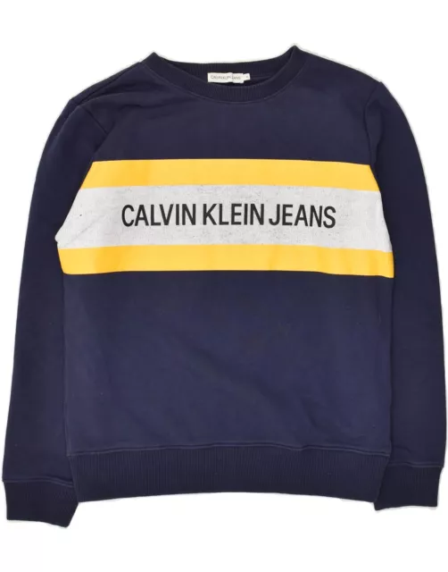 Felpa Calvin Klein Ragazzi Grafica Maglione 13-14 Anni Blu Navy Cotone AB05