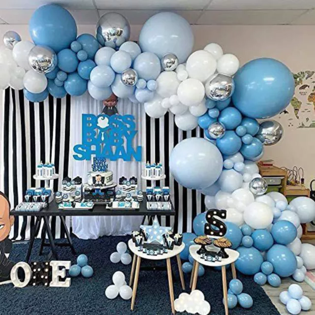 Blue Balloon Arch Kit  117 Pieces Blue And White Balloons With Garland For Boys