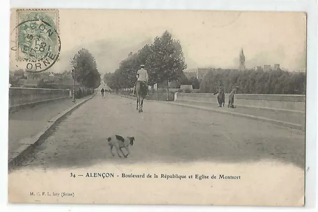 61 Alencon , Boulevard De La Republique Et Eglise De Montsort