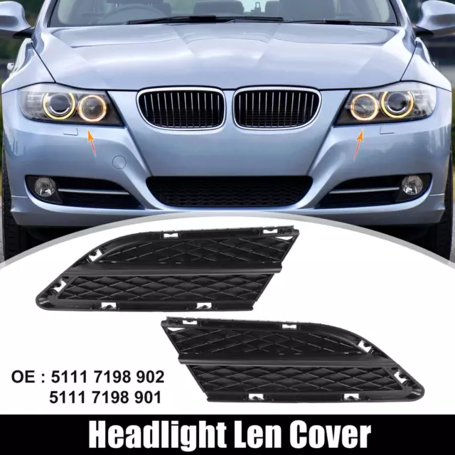 1 Pair 51117198901 Left Right Car Fog Light Grille Black for BMW E90 2009-2012