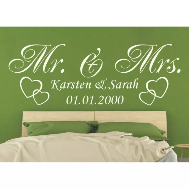 Schlafzimmer Hochzeit Wandtattoo Spruch Mr Mrs Datum Namen Wandaufkleber 4