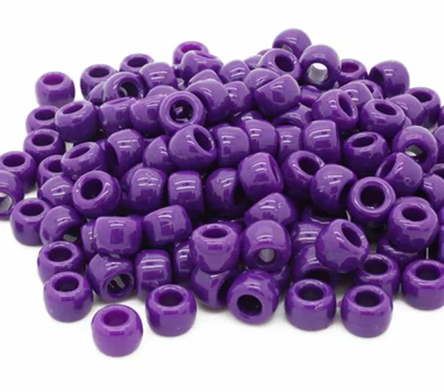 100 Purple Neon Pony Beads,IDEAL FOR DUMMY CLIPS,BRACELETS,HAIR BRADING