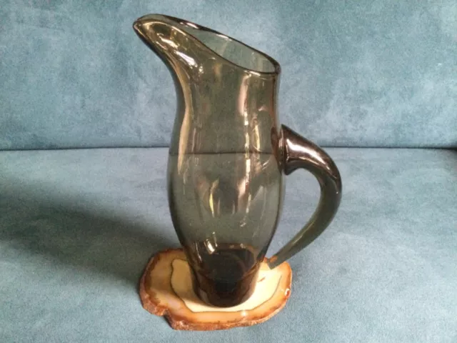 Vintage mid century smokey grey glass jug, possibly Whitefriars