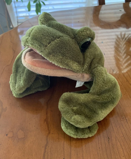 FOLKMANIS FOLKTAILS FROG Hand Puppet BULLFROG TOAD Green Plush $10.00
