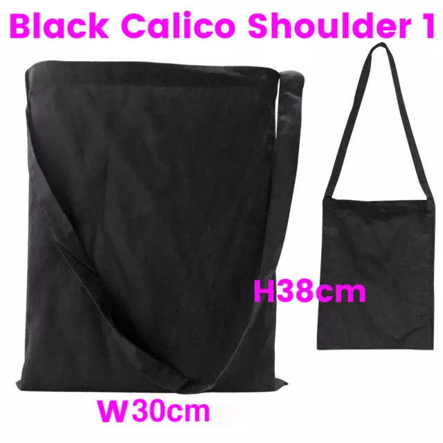 Black Shoulder Calico Bag Bulk Library Calico Bags S1 H38 x W30cm Bag Lots 1-200