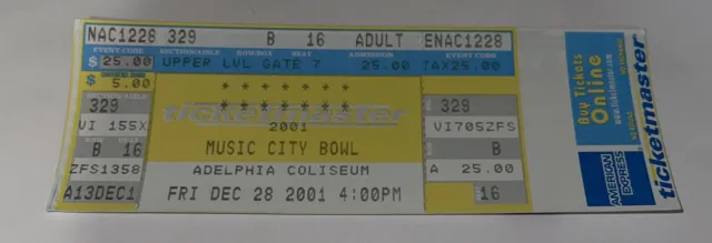 Music City Bowl- Georgia Vs Boston College game Day ticket Stub. 2001