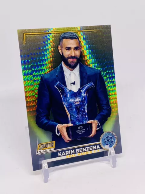 2022-23 Karim Benzema Topps Stadium Club Chrome Gold Prism Refractor Card 27/50