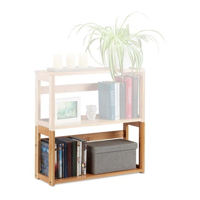 STACKING BOOKCASE, STACKABLE Bamboo Shelving Unit, DIY Storage Rack ...