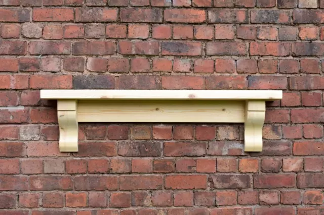 Chunky solid pine mantle / Pine mantel shelf with corbels