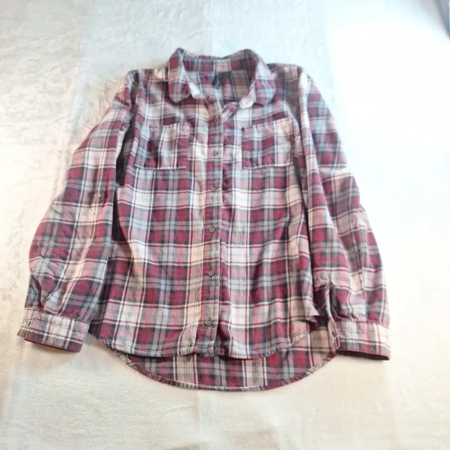 Full Tilt Women's Plaid Flannel Button Down Western Shirt Large