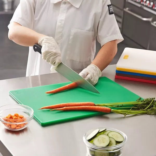 PE Chopping Cutting Board Set 250x400x12mm Colour Coded x 6 HACCP & Rack 3