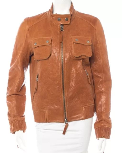 Elizabeth and James Womens Leather Motorcycle Jacket Caramel Size Small/ US 4