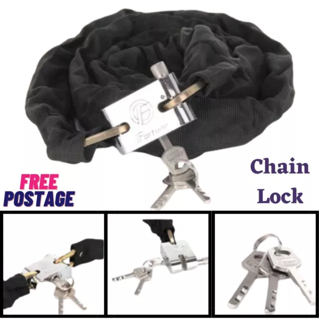 1.8M Heavy Duty Motorbike Motorcycle Bicycle Bike Security Chain Lock Padlock