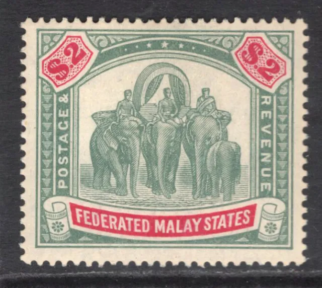 M14858 Malaysia-Federated Malay States 1907 SG49 - $2 green & carmine.