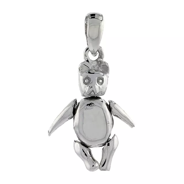 Argent Sterling Mobile Nounours Ours 3D Pendentif / Charme, Italien Boîte Chaîne