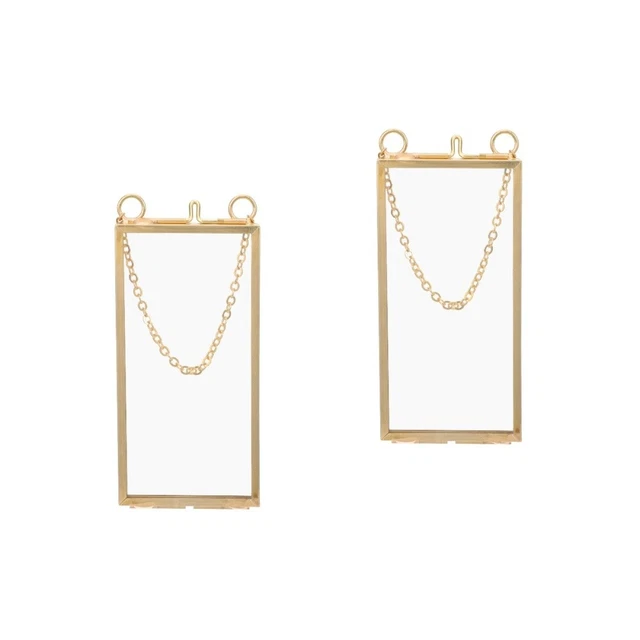 OLYCRAFT Runder Glasrahmen 15cm - Doppelglas Aufhänger Für Blumen & Fotos - Messing