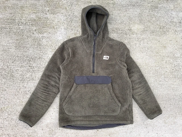 North Face Deep Pile Campshire Sherpa Fleece Pullover Green Hoodie 1/2 Zip Sz M