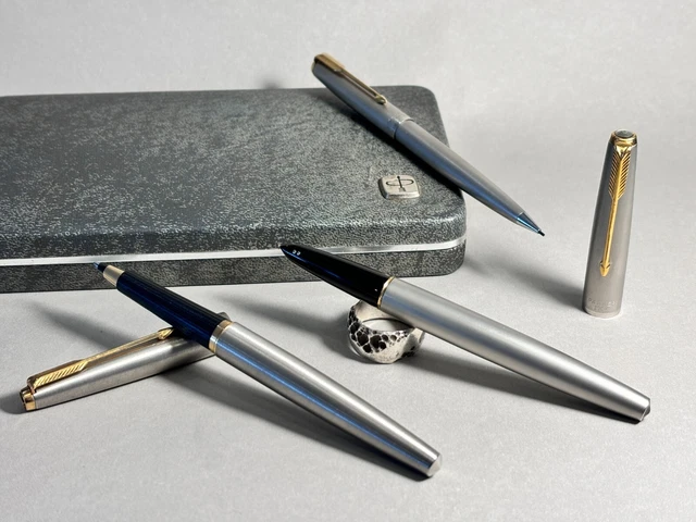 PARKER 61 AEROMETRIC FOUNTAIN PEN + Roller + pencil FLIGHTER CASED ...