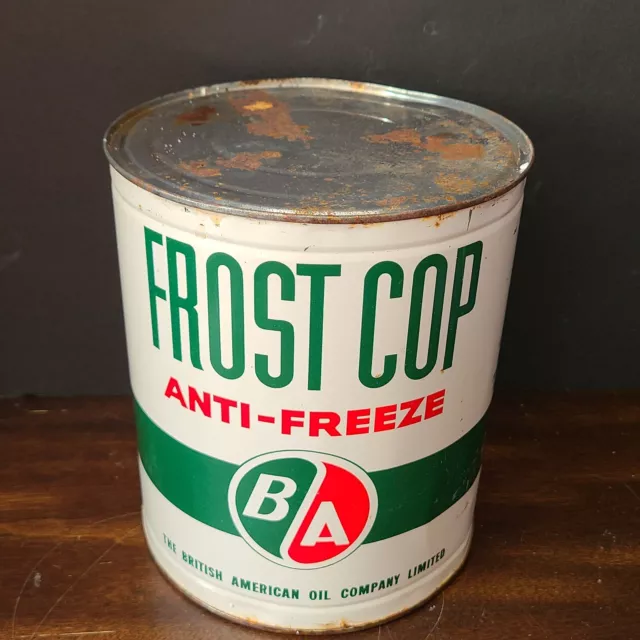 BA BRITISH AMERICAN OIL COMPANY 1950's Frost Cop anti-freeze Tin Can Vintage