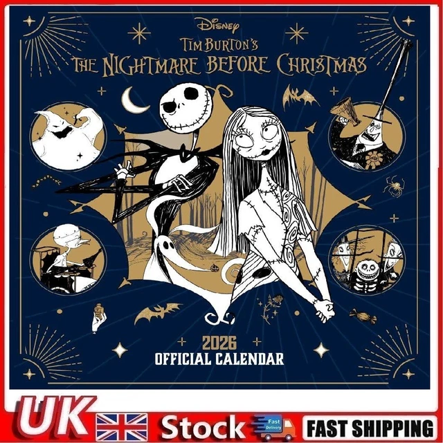 THE NIGHTMARE BEFORE Christmas Square Calendar 2026 Official Licensed ...
