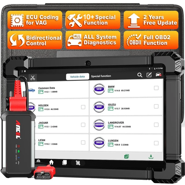 Ancel X6 All-Systems OBD2 Scanner - Bidirectional Diagnostic Tool With 10.1" Touchscreen & WiFi