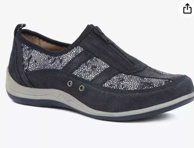 LADIES PAVERS NAVY RED wide fit slippers Croda memory foam Size 4