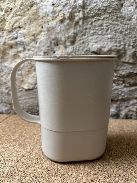Pichet Tupperware Vintage 1L Blanc – Fabriqué En France Hauteur 17cm