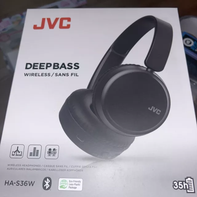 JVC Deep Bass HA-S36W Wireless Bluetooth Headset schwarz