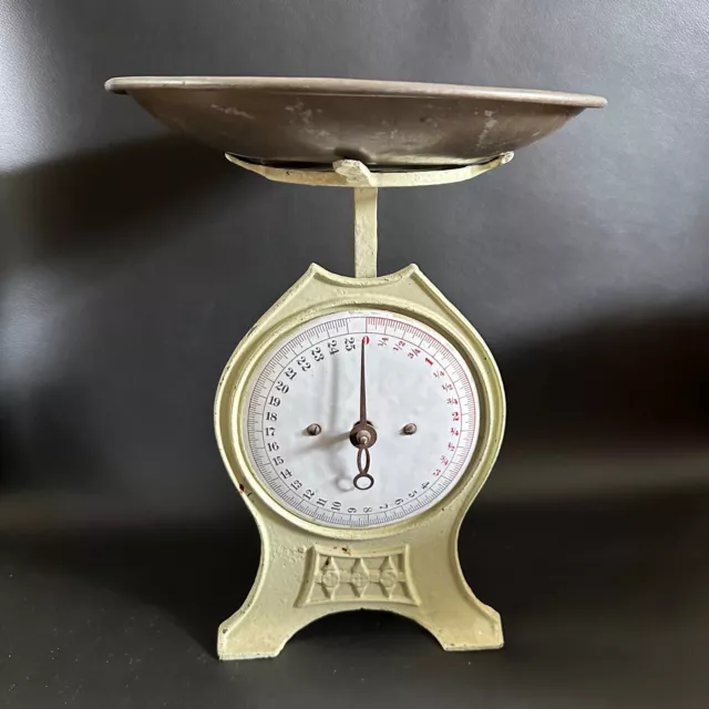 Vintage Antique Cast Iron Enamel Face Kitchen Scales Made In Germany