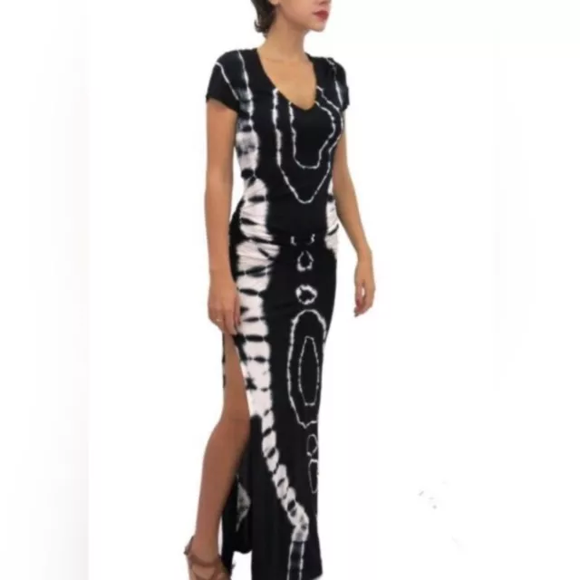 Young Fabulous and Broke Tie Dye Maxi Dress Small Black & White