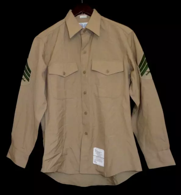 Valor Collection Men's Long Sleeve 15.5 x 33 Khaki Military Wool Uniform Shirt