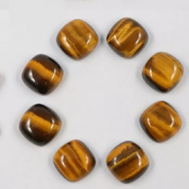 Natural Tiger Eye Loose Gemstones Cushion Shape Cabochon Size In 16MM To 20MM