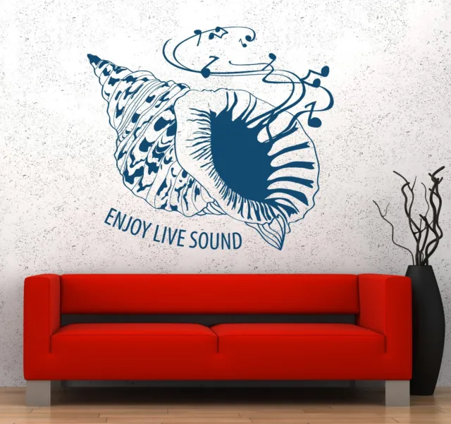 Wall Vinyl Music Seashell Sea Enjoy Sound Guaranteed Quality Decal (z3549)