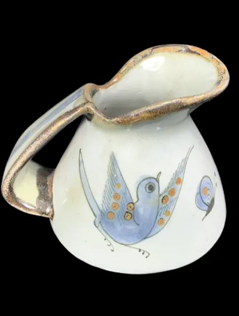 Ken Edwards Tonala Mexican Pottery Bird Butterfly Creamer Pitcher Vintage