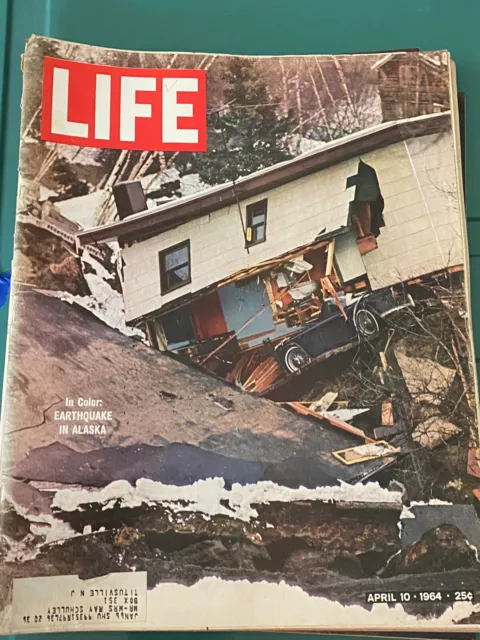 April 10, 1964 LIFE Magazine Earthquake In Alaska, VTG ADS, BOB DYLAN