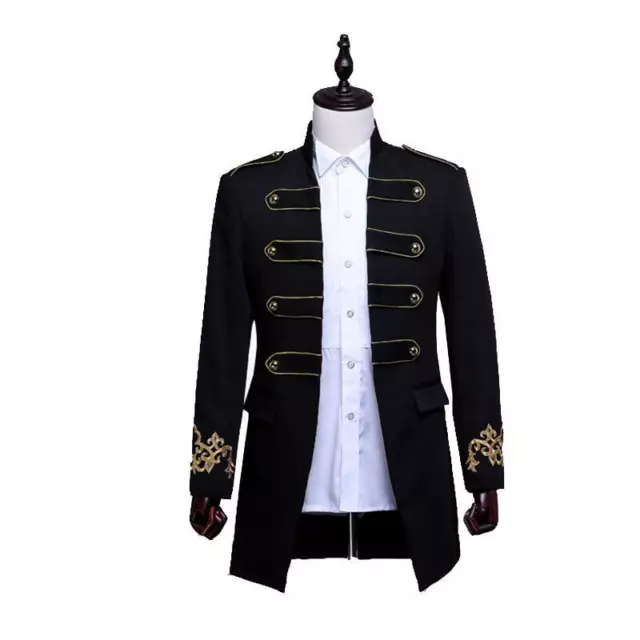 Mens Military Royal Wedding Coat Blazer Jacket Gold Buttons Royal Prince Costume