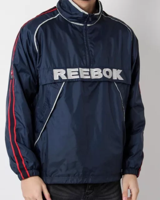 Reebok Jacket Black Size S Retro Oversized Track Jacket Vintage Pullover