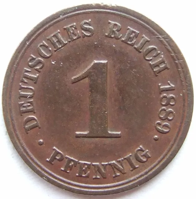 Moneta Reich Tedesco Impero Tedesco 1 Pfennig 1889 E IN