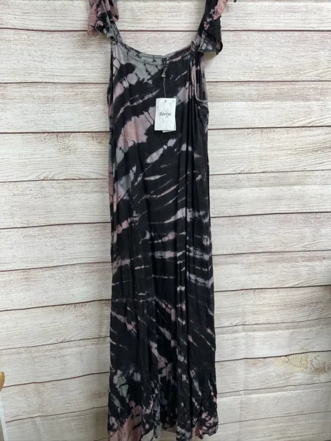 NWT Msrp $54 Raviya Tie-Dye Maxi Cover-Up Dress Womens Swimsuit Black Size XL