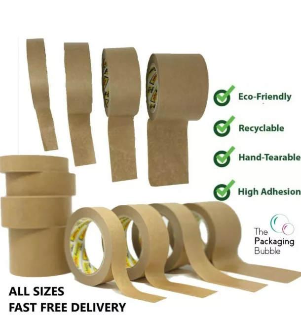 Brown Kraft Paper Packaging Parcel Tape Eco Friendly Biodegradable Recyclable50m 2