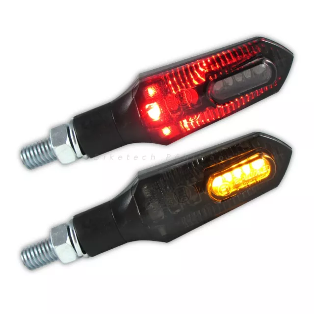 LED Mini Blinker Rücklicht Force 3 in 1 Schwarz Glas getönt Motorrad Quad ATV