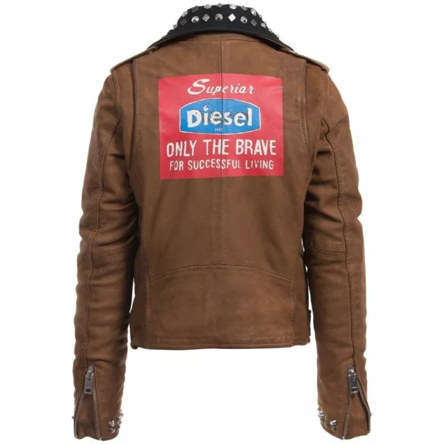 DIESEL L-Ulisse giacca in pelle borchie marrone per ragazzi e ragazze - 10 anni - £399 2