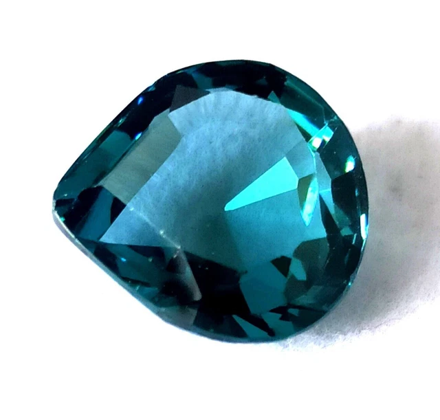 Tourmaline 12.60 Ct Blue Indicolite Lab-Created Pear Cut Gemstone Treated, SG73