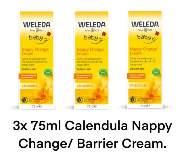 3x Premium Weleda Baby Calendula Nappy Barrier Cream 75ml BBE 08/23