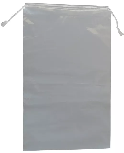 100 Kordelzugbeutel transparent mit weißer Doppelkordel unbedruckt 250x350mm