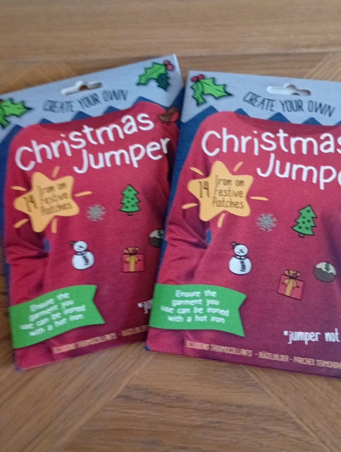 Create Your Own Christmas Jumper x 2 - 14 Iron On Festive Patches