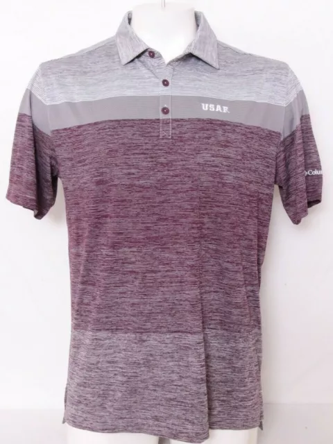 New US Air Force USAF Purple Columbia Golf Omni-Wick Greenside golf Polo Shirt L